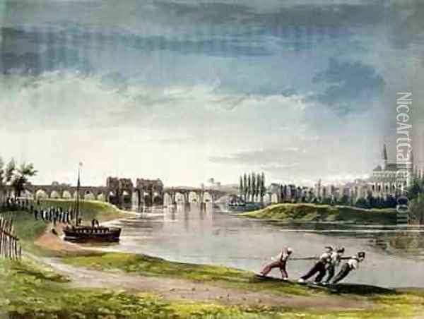 Poissy from Views on the Seine Oil Painting - John Gendall