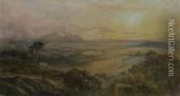 Sunset Looking Towards Edinburgh From The North West Oil Painting - Samuel Bough