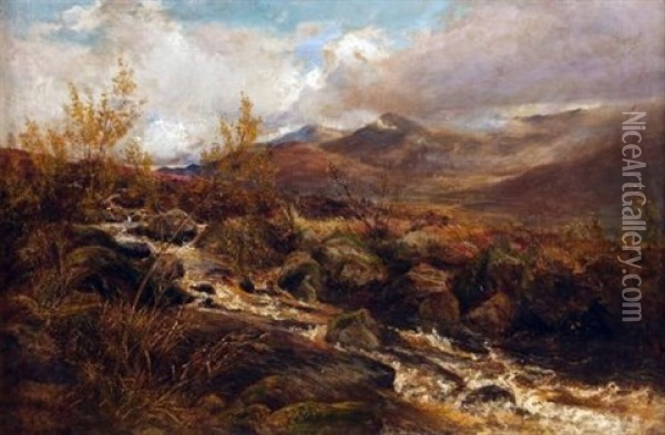 Mountain River Landscape Oil Painting - Charles James Lewis