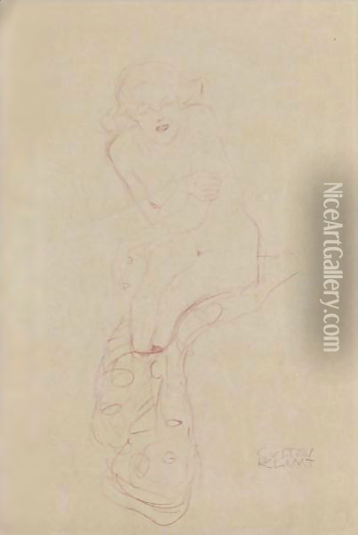 Sitzfrau (Seated Woman) Oil Painting - Gustav Klimt