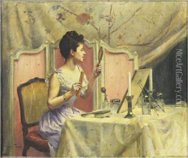 Jeune Femme A Sa Toilette Oil Painting - Charles Henry Tenre
