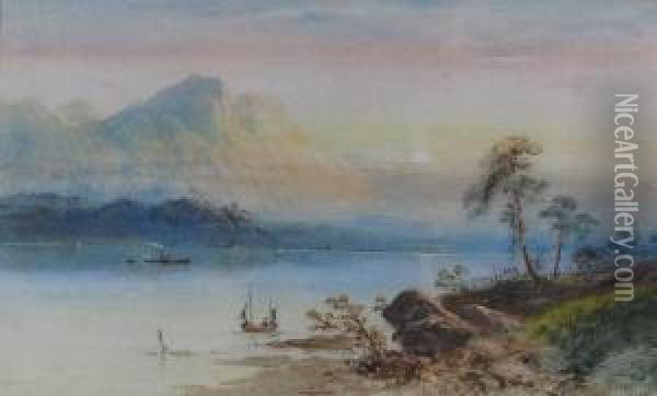 Panoramic Coastal Landscape Oil Painting - Edwin Earp