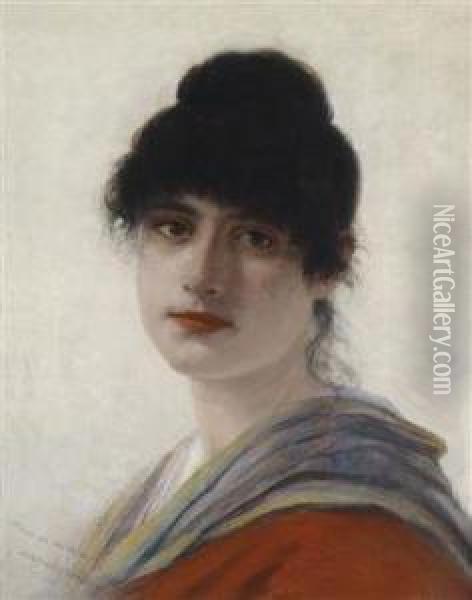 Portrait Of A Venetian Woman Oil Painting - George Von Hoesslin