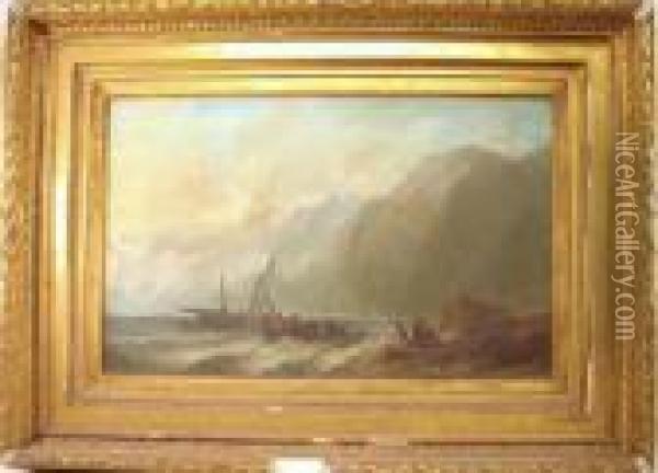 Shipwreck Scene Oil Painting - Alfred Edouard De Bylandt