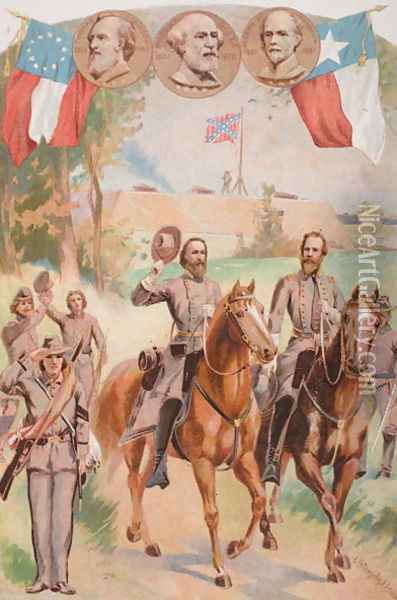 Confederate Uniforms during the American Civil War 1861-65 Oil Painting - Steeple Davis, J.