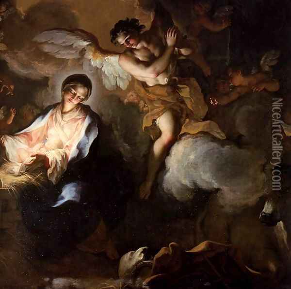 Adoration of the Shepherds (detail) 2 Oil Painting - Antonio Balestra