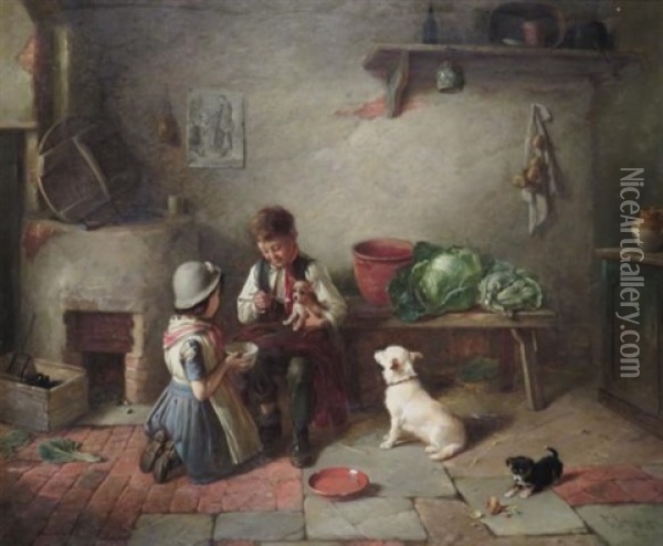 The Favourite Oil Painting - Charles Hunt