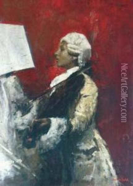 Il Violinista Oil Painting - Romualdo Locatelli