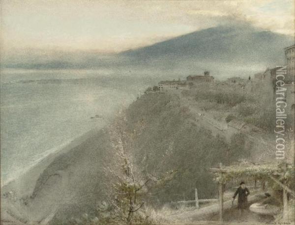 View Of Taormina, Sicily Oil Painting - Albert Goodwin