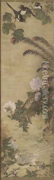 Birds and Flowers Qing Dynasty Kangxi Period 2 Oil Painting - Wu Huan