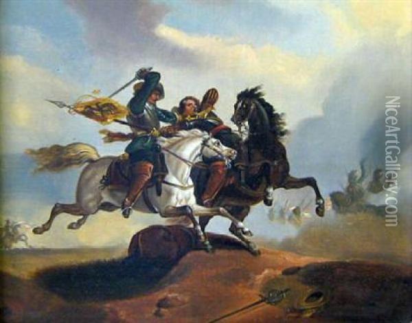 Soldiers On Horseback Oil Painting - Francesco Simonini