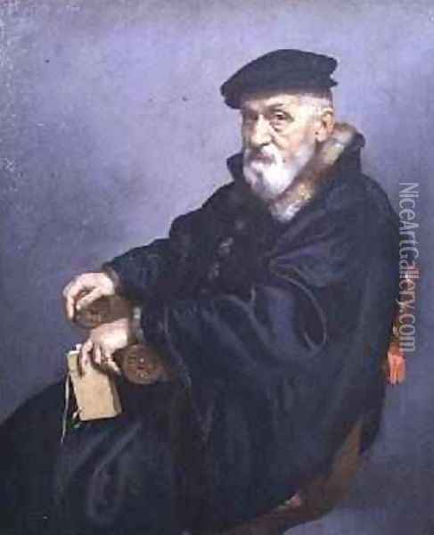 Portrait of an old man Oil Painting - Giovanni Battista Moroni