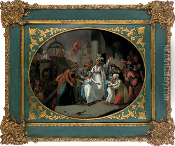 The Departure Of The Sons Of Tippoo Sultan From The Zenana Oil Painting - Mather Brown