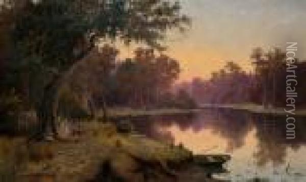 Camp By The River Oil Painting - Ernest William Christmas
