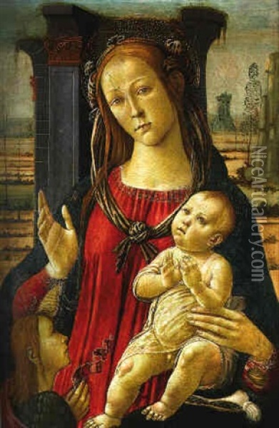The Madonna And Child With The Infant Saint John The Baptist Oil Painting - Jacopo Del Sellaio