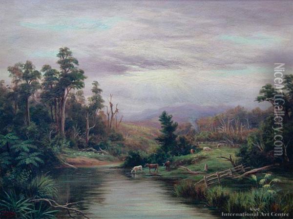 Near Taihape Oil Painting - William George Baker