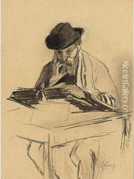 Rabbi At Prayer Oil Painting - Salomon Garf