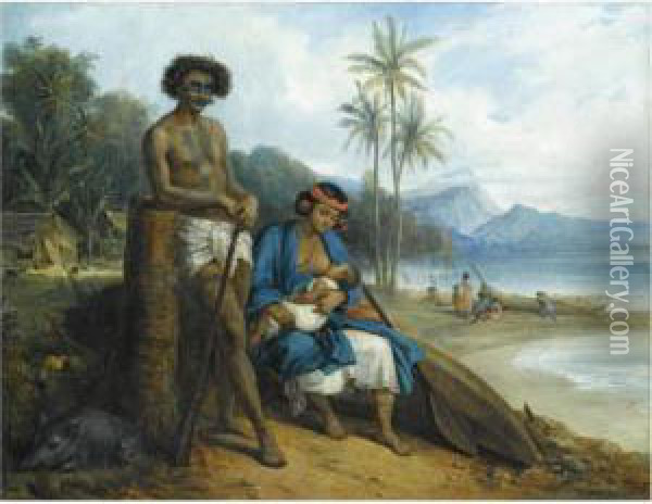 Noukahiriens Dans L'ile D'otaiti Oil Painting - Alexandre-Marie Colin
