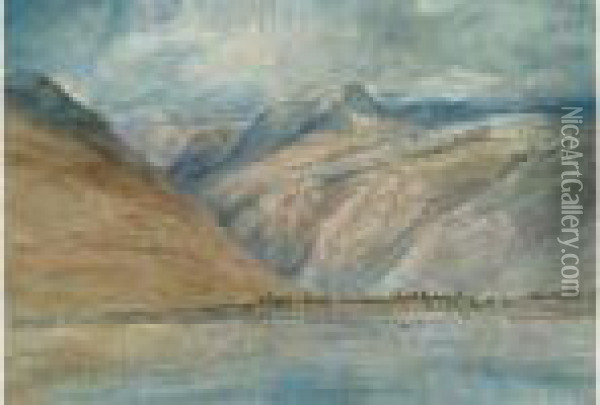 Montagnes Et Lac En Auvergne Oil Painting - Paul Huet