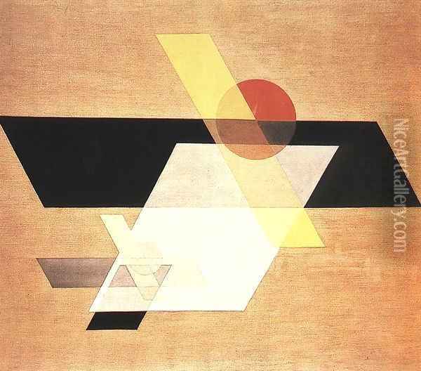 Composition A II 1924 Oil Painting - Laszlo Moholy-Nagy