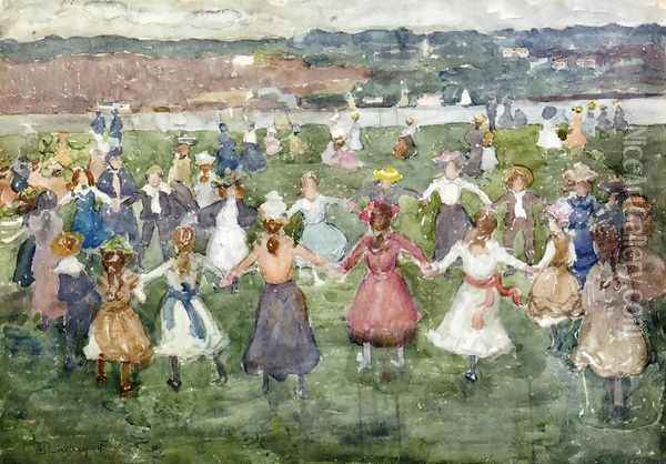 May Day Oil Painting - Maurice Brazil Prendergast