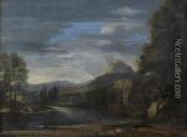 Paysage Classique Traverse Par Une Riviere Oil Painting - Gaspard Dughet Poussin