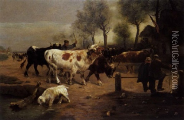 De Veermarkt Oil Painting - Henry Schouten