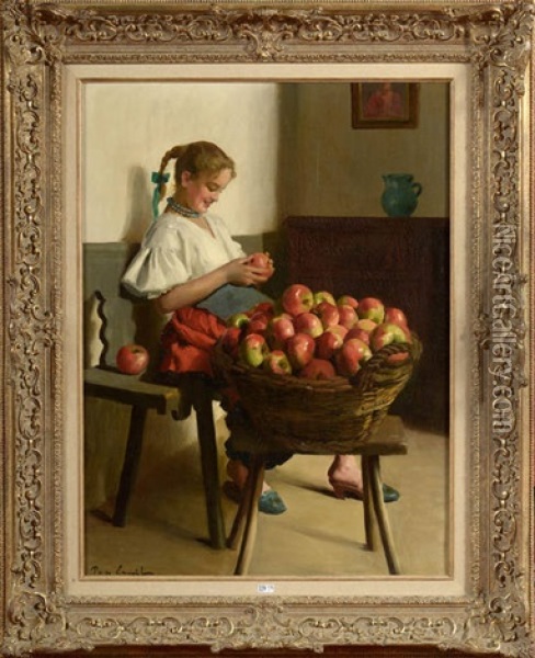 La Jeune Fille Aux Pommes Oil Painting - Emil Pap