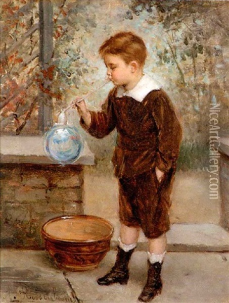 Blowing Bubbles Oil Painting - Albert Roosenboom