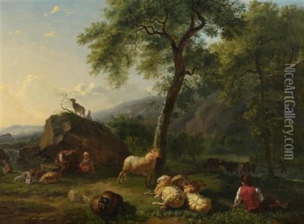 Pastorale In Abendstimmung Oil Painting - Balthasar Paul Ommeganck