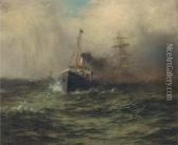 The Mouth Of The Mersey Oil Painting - Arthur John Trevor Briscoe