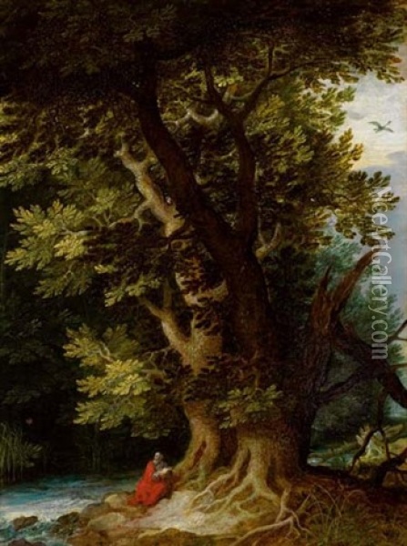 Waldlandschaft Mit Eremit Oil Painting - Jan Brueghel the Elder