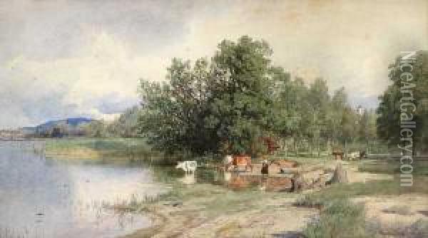 Sommerlandskap Oil Painting - Hans Fredrik Gude