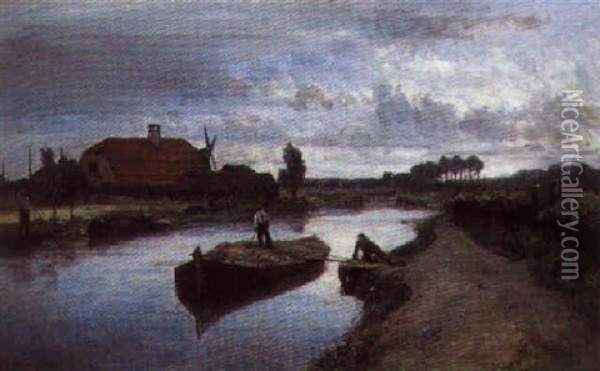 Sur Le Canal Oil Painting - Johan Barthold Jongkind