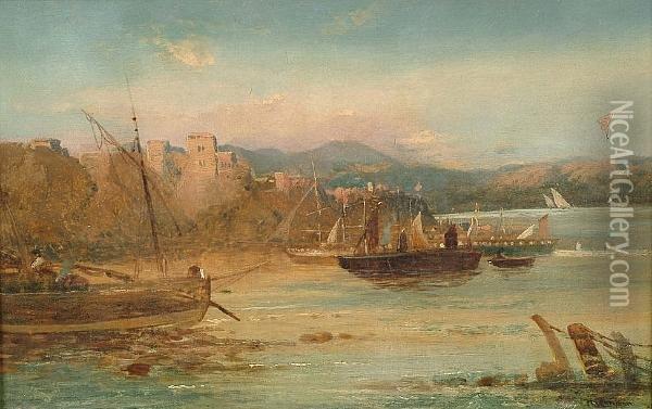 Mediterranean Harbour Scene Oil Painting - A. Niemann