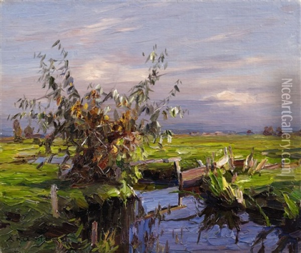 Landscape With A Weir Oil Painting - Alexander Max Koester