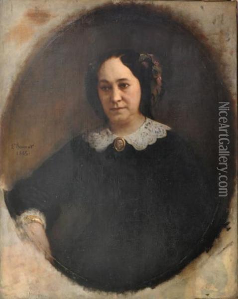 Portrait De Madame Bonnat Assise Oil Painting - Bonnat Leon