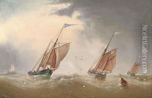 Fishing vessels in a squall Oil Painting - William Daniel Penny