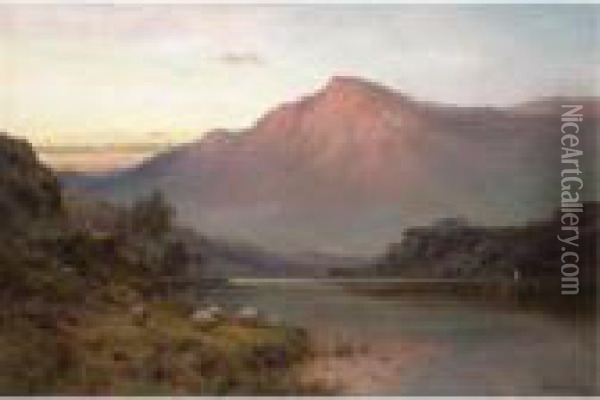 The Quiet Waters Of Loch Lomond Oil Painting - Alfred de Breanski