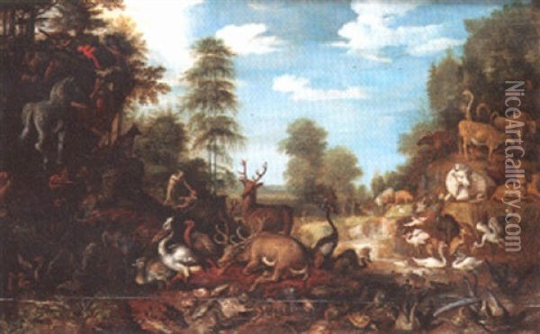 Paysage Biblique Avec L'histoire D'abel Et Cain Oil Painting - Hans Savery the Younger
