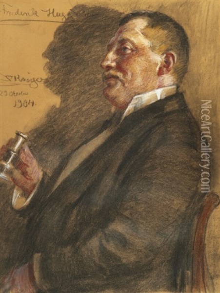 Portrait Of The Swedish Businessman And Landlord Frederik (fredrik) Hagstrom (1863-1935) Oil Painting - Peder Severin Kroyer