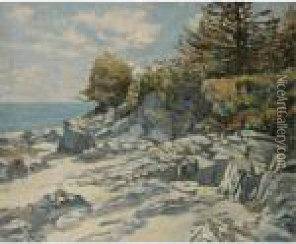 Sand, Rocks And Sea Oil Painting - Walter Elmer Schofield