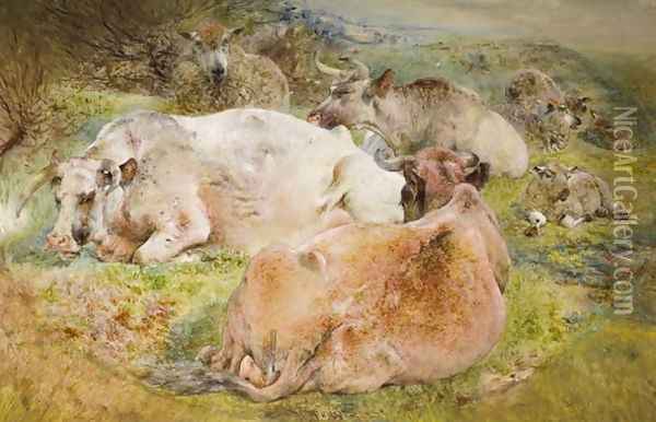 Cattle and Sheep Oil Painting - William Huggins