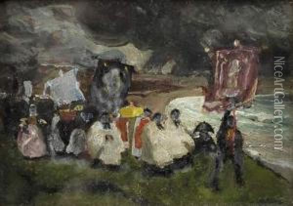 Procession A Penhors Oil Painting - Lucien Simon