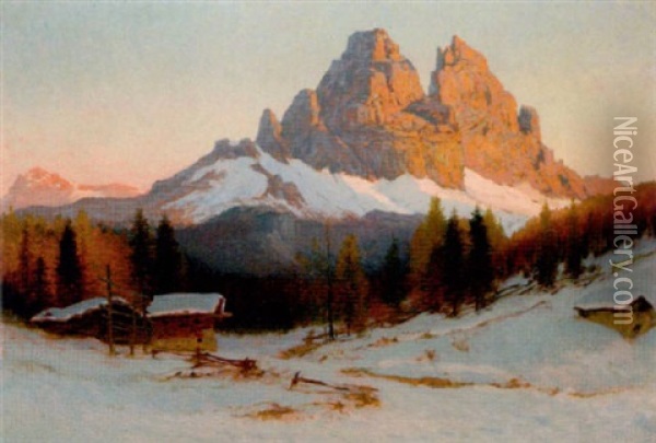 Drei Zinnen, Dolomiten Oil Painting - Karl Ludwig Prinz