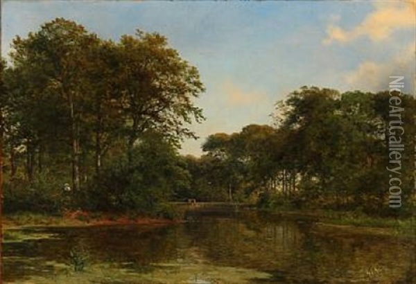 Sortedamso Ved Frederiksborg Oil Painting - Georg Emil Libert