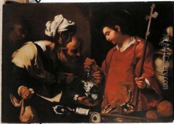 Convivio Oil Painting - Bernardo Strozzi