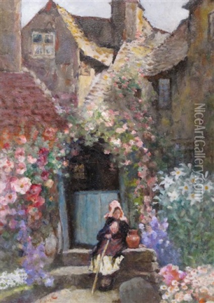 Cottage, Clifton Hampden, Cotswolds Oil Painting - David Woodlock