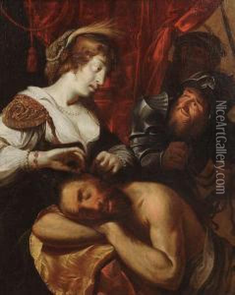 Samson En Delilah. Oil Painting - Jan Cossiers