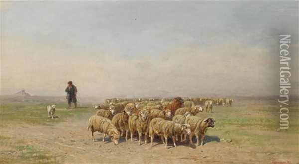 Schafe Am Weg Zur Weide Oil Painting - Gustav Ranzoni